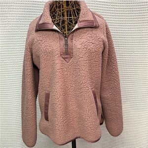 Abercrombie & Fitch Mauve Sherpa Quarter Zip Pullover. Size Medium.